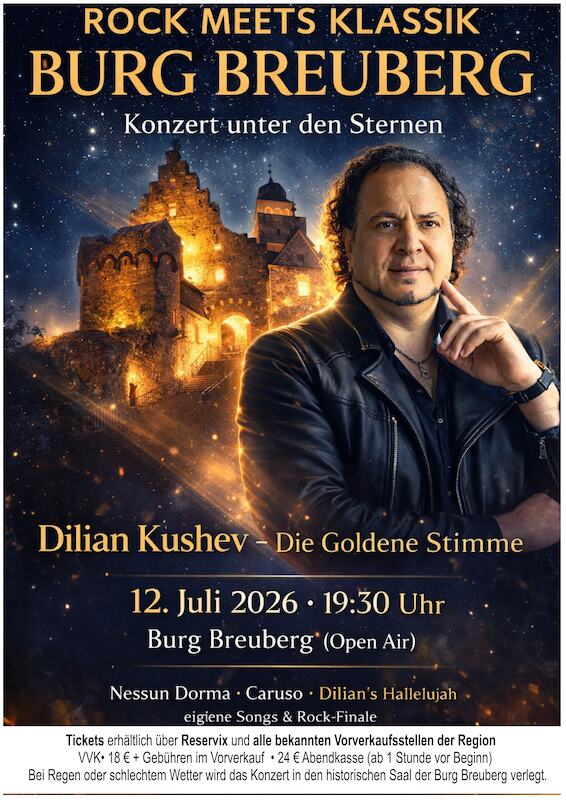 Plakat: Dilian Kushev – Pop & Rock Konzert „Die Liebe ebnet die Welt“ - Rock meets Klassik