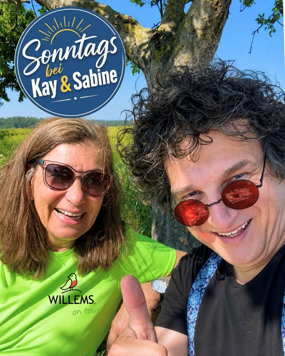Plakat: Sonntags bei Kay und Sabine - Spazieren. Talken. Leute treffen