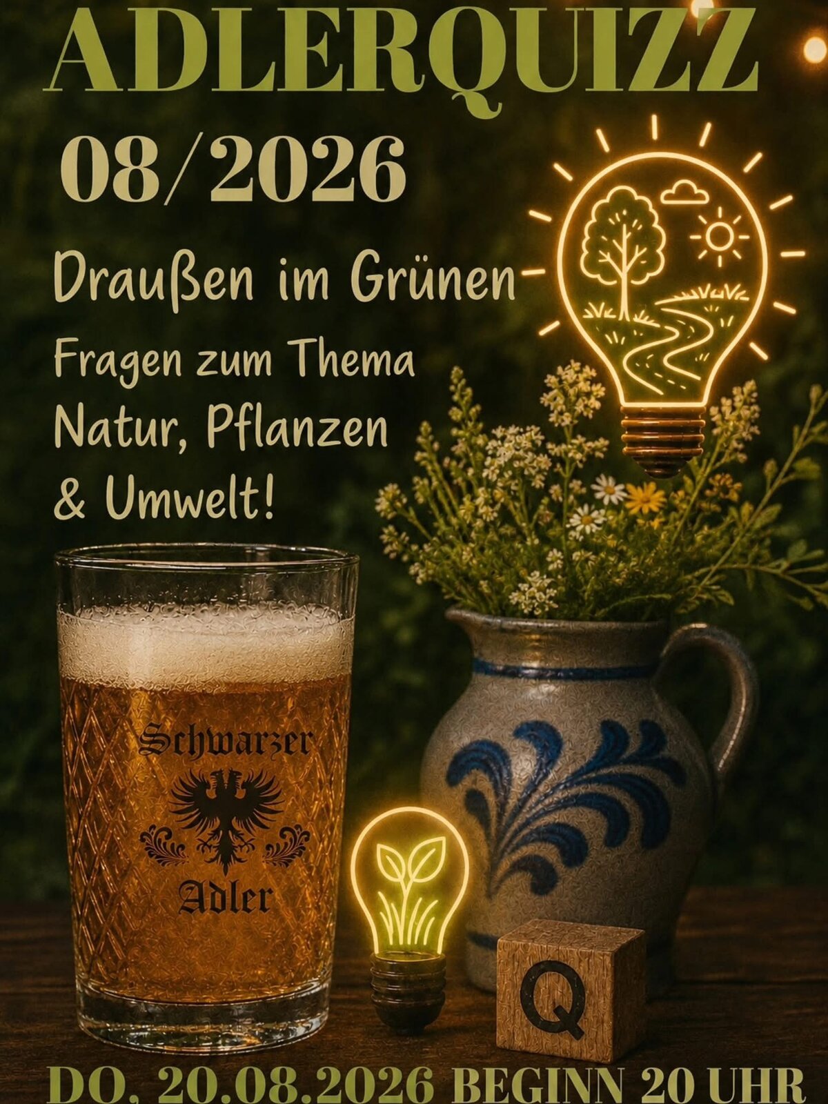 Plakat: Adlerquizz 08/2026 – Draußen im Grünen