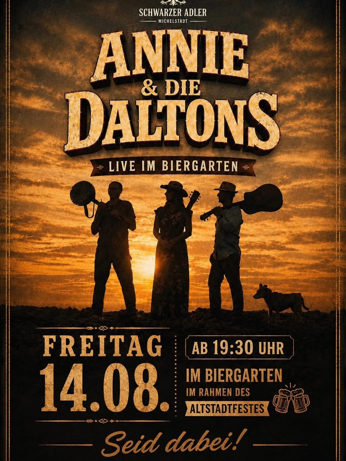 Plakat: Annie & Die Daltons – Live im Biergarten