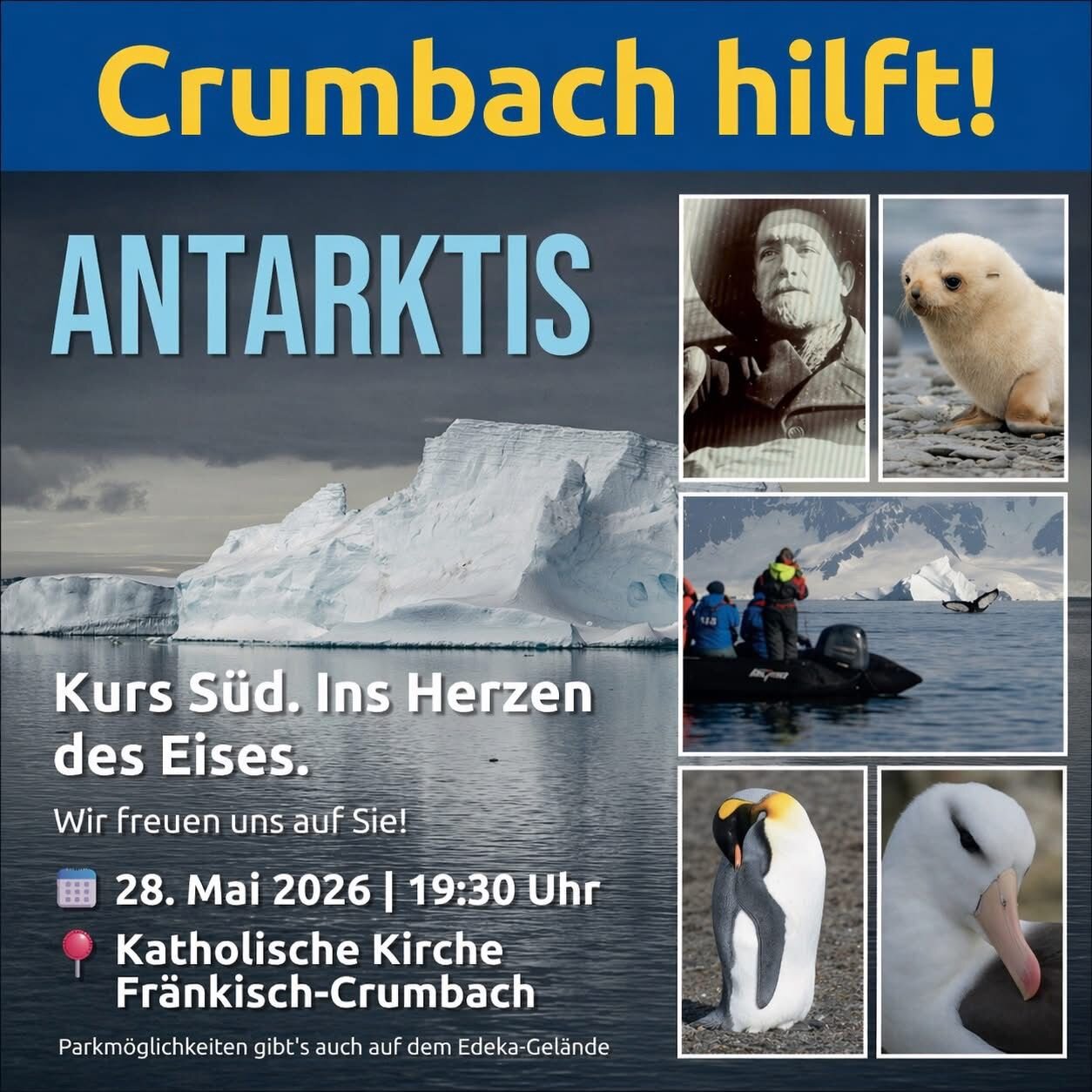 Plakat: Antarktis – Kurs Süd. Ins Herzen des Eises.