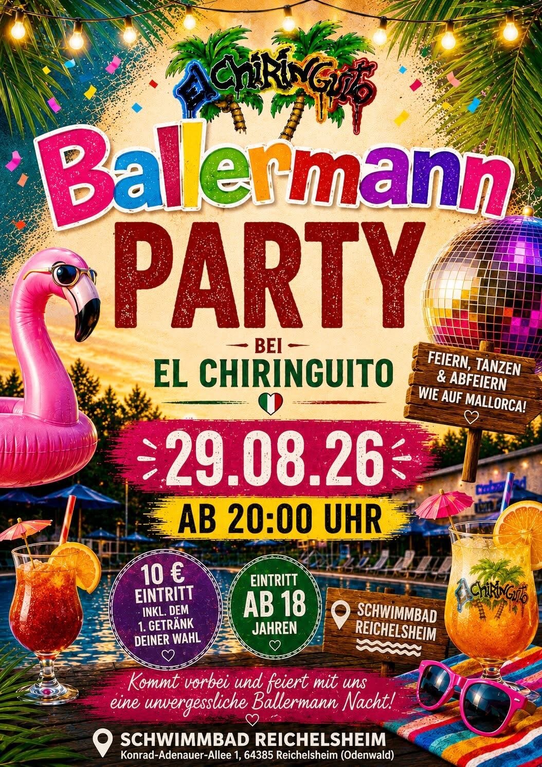 Plakat: Ballermann Party bei El Chiringuito