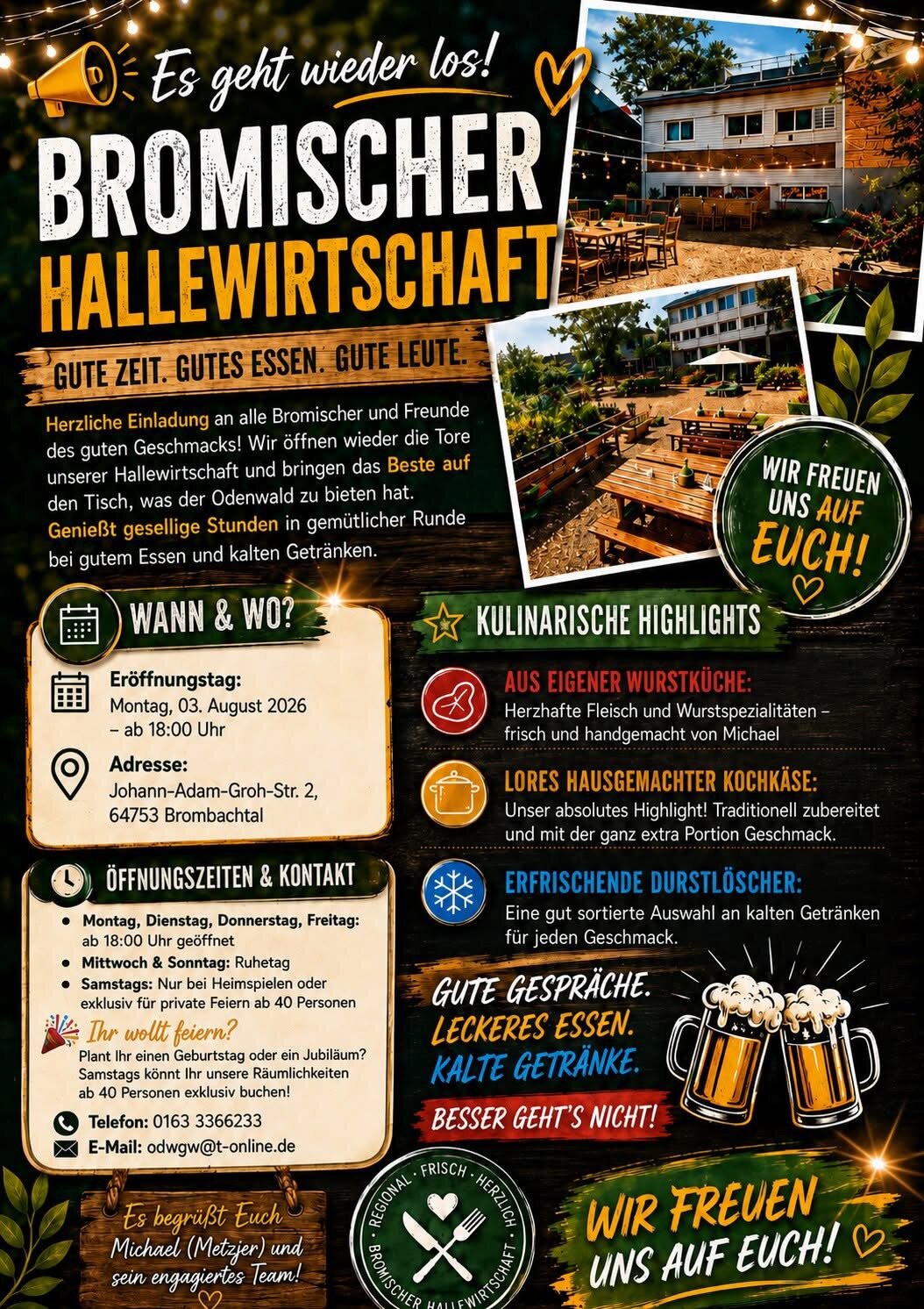 Plakat: Bromischer Hallewirtschaft – Eröffnung