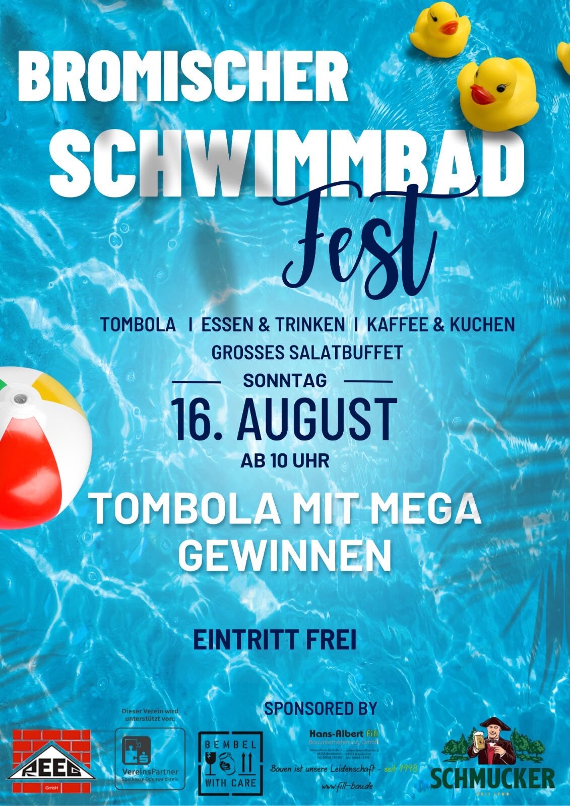 Plakat: Bromischer Schwimmbad Fest