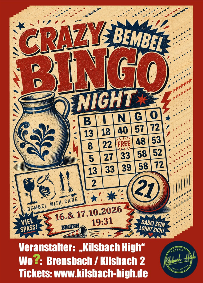 Plakat: Crazy Bembel BINGO Night