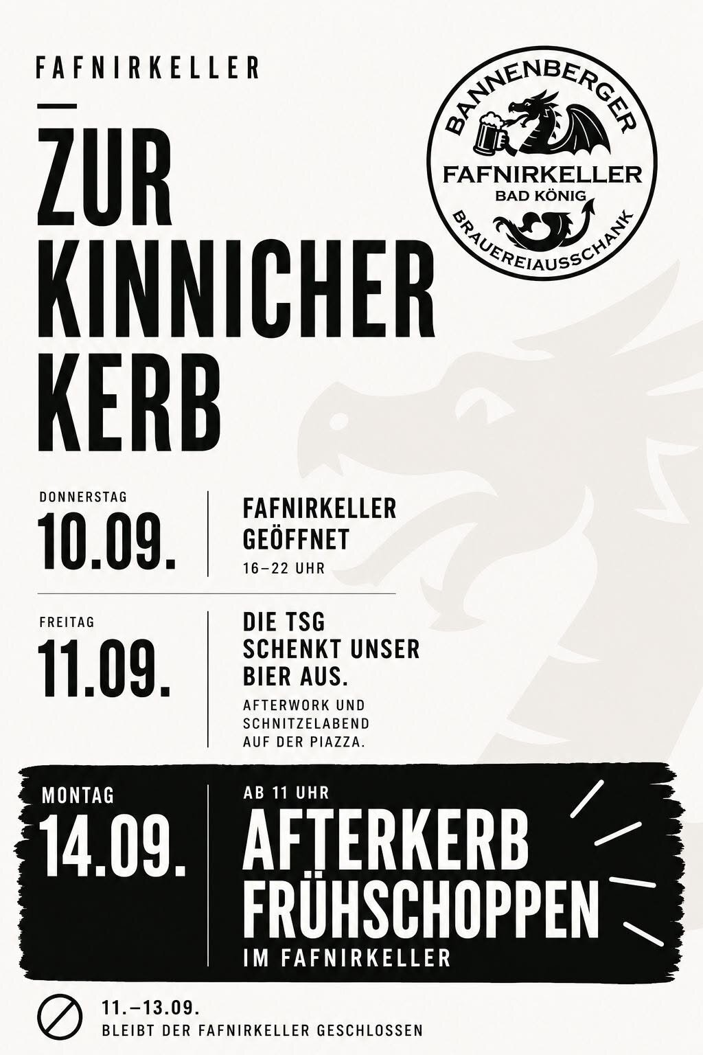 Plakat: Fafnirkeller zur Kinnicher Kerb