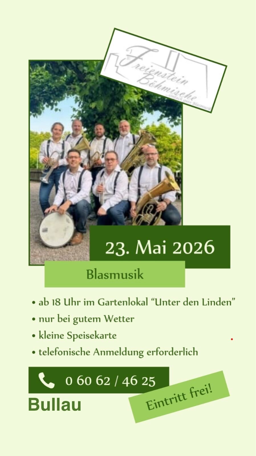 Plakat: Freienstein Böhmische – Blasmusik