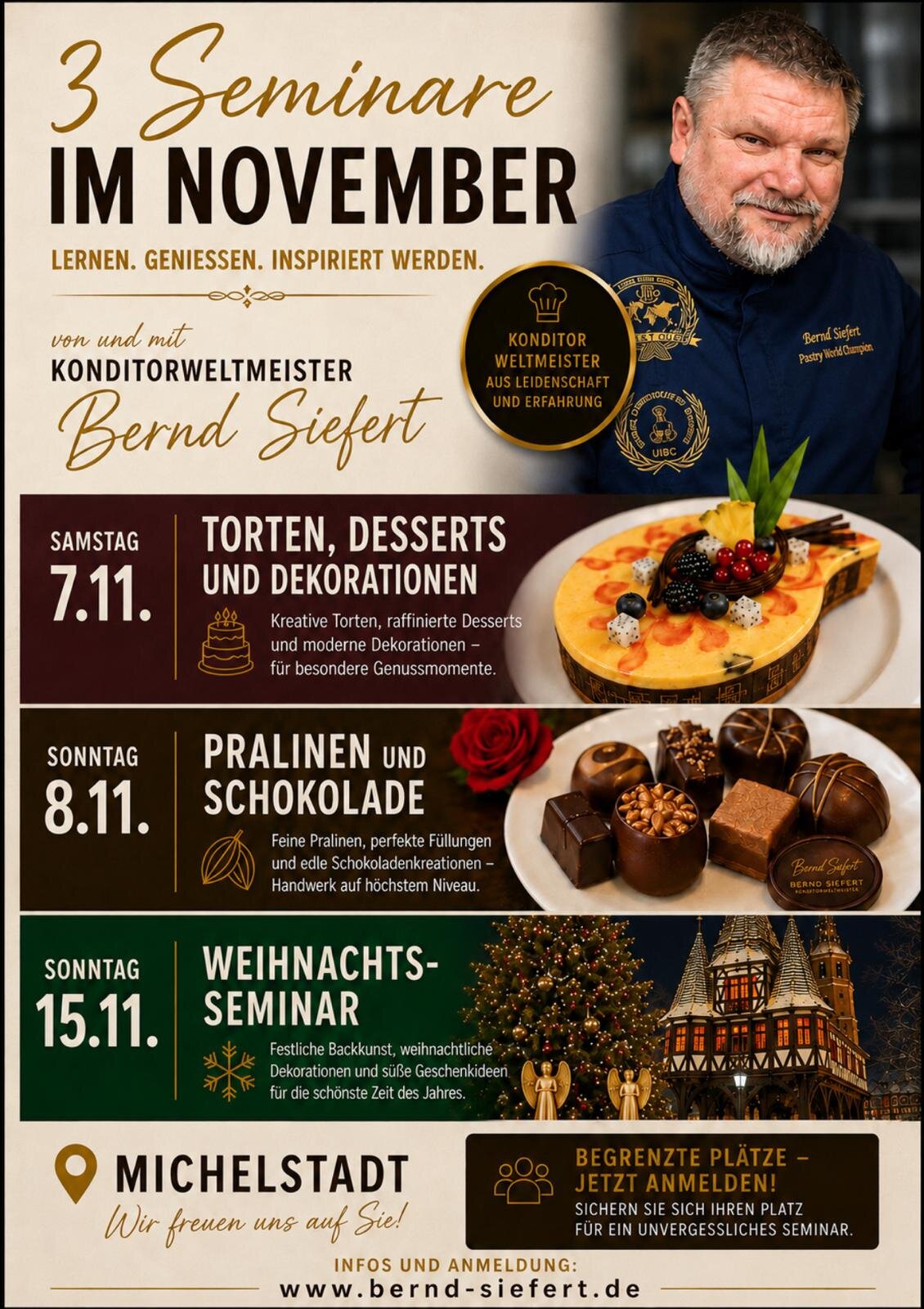 Plakat: Seminar im November - Torten, Desserts und Dekorationen