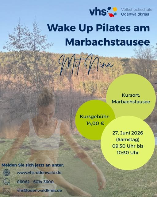 Plakat: Wake Up Pilates am Marbachstausee