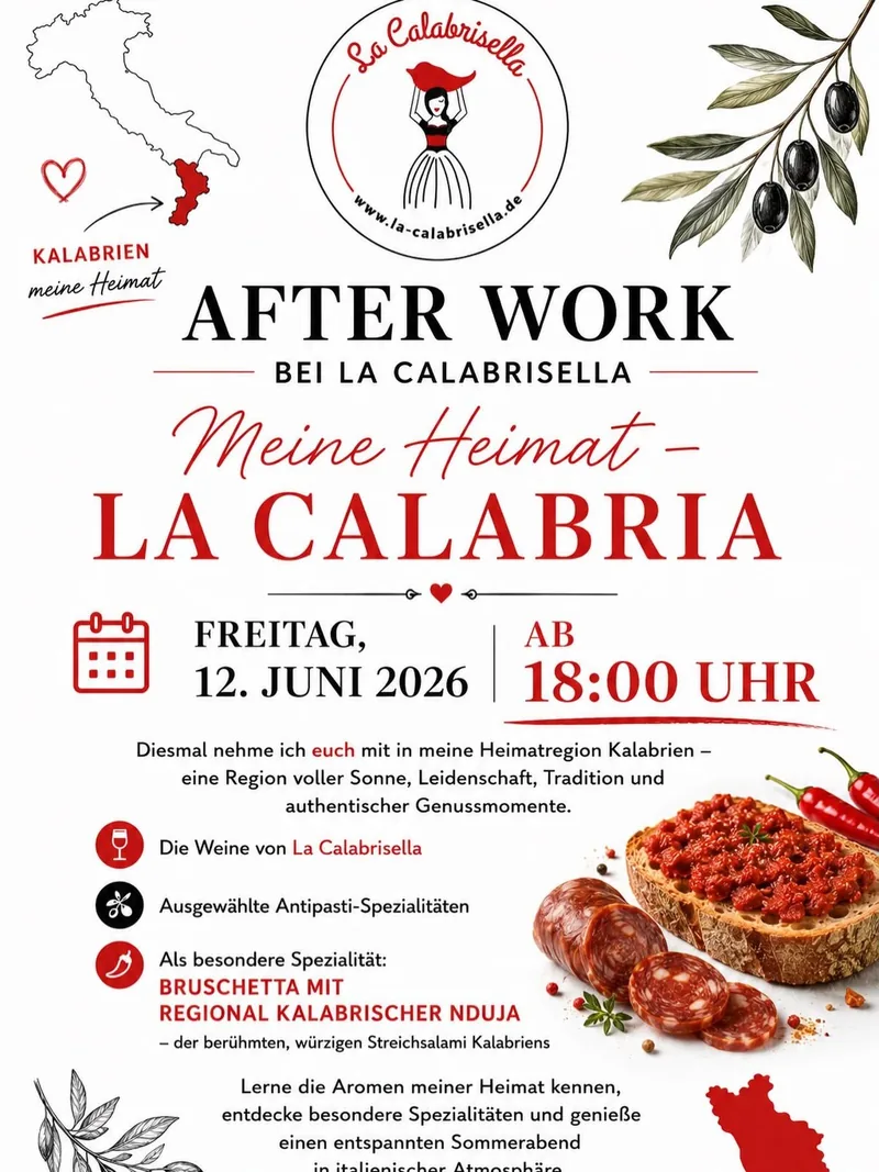 Plakat: After Work bei La Calabrisella – Meine Heimat: La Calabria