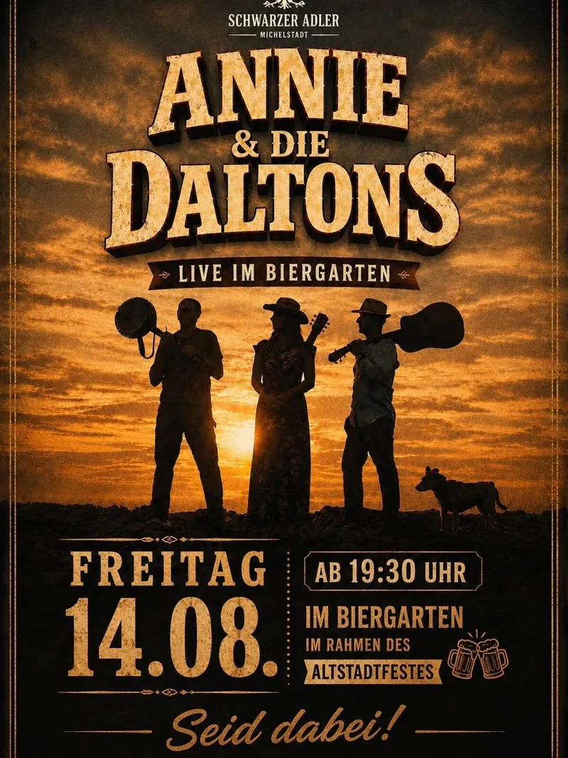 Plakat: Annie & Die Daltons – Live im Biergarten