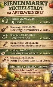 Plakat: Bienenmarkt Michelstadt im Apfelweinzelt