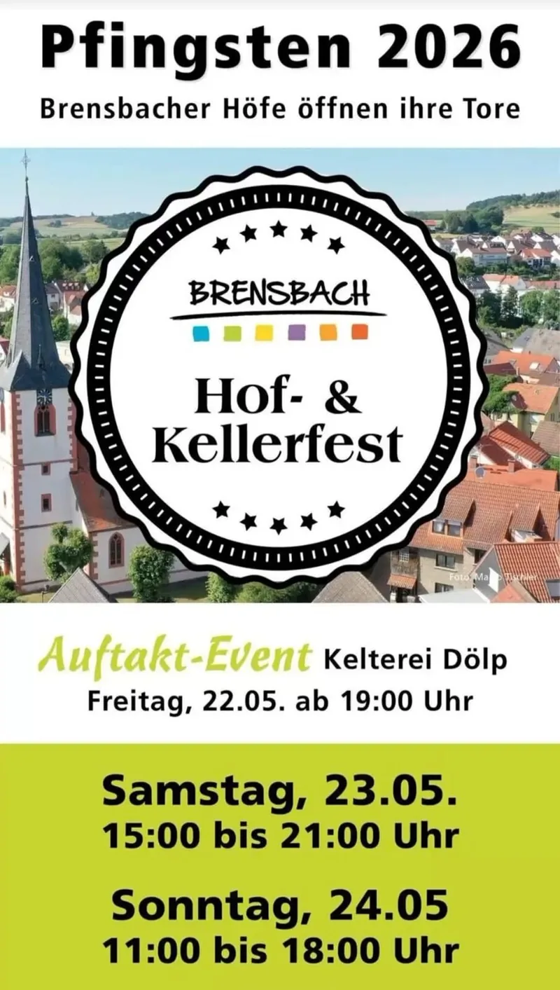 Plakat: Brensbach Hof- & Kellerfest – Pfingsten 2026