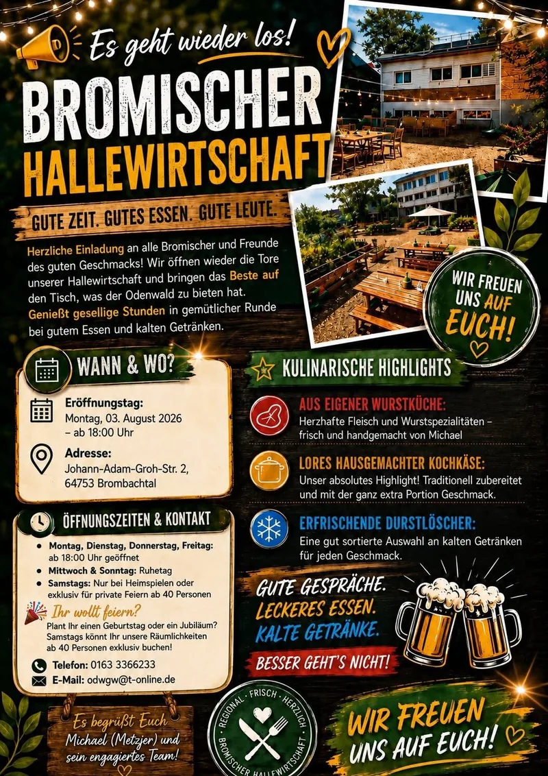 Plakat: Bromischer Hallewirtschaft – Eröffnung