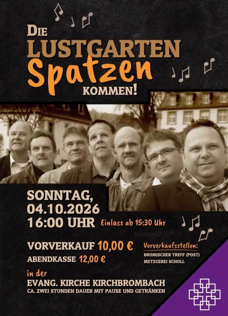 Plakat: Die Lustgarten Spatzen kommen!