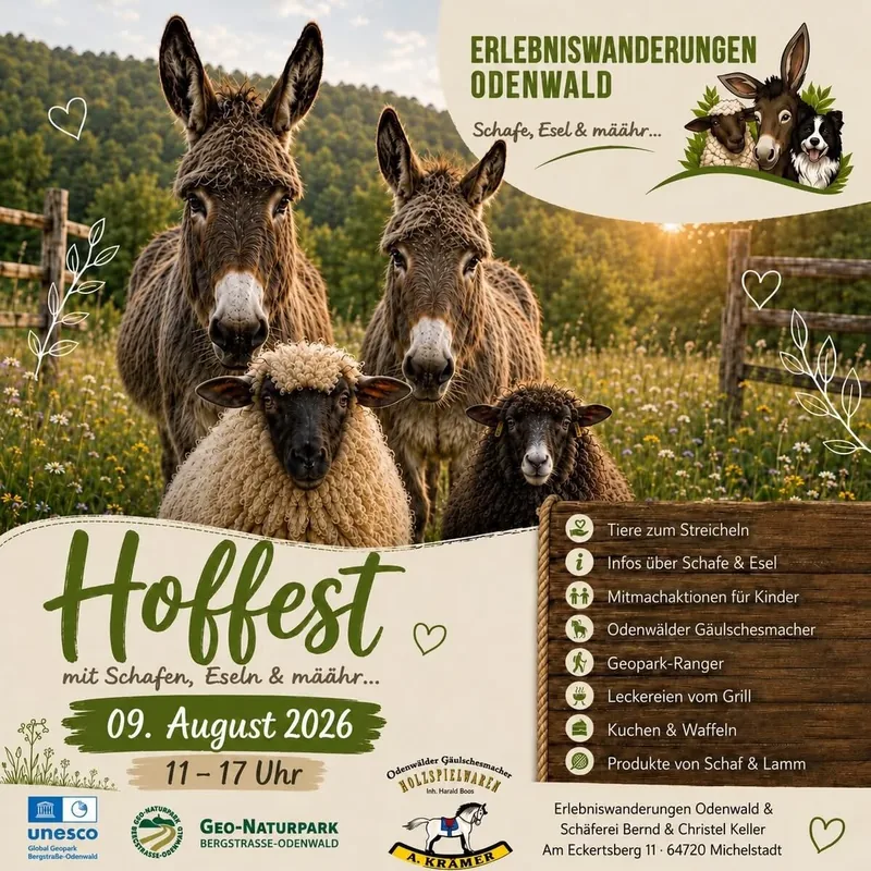 Plakat: Hoffest mit Schafen, Eseln & määhr...