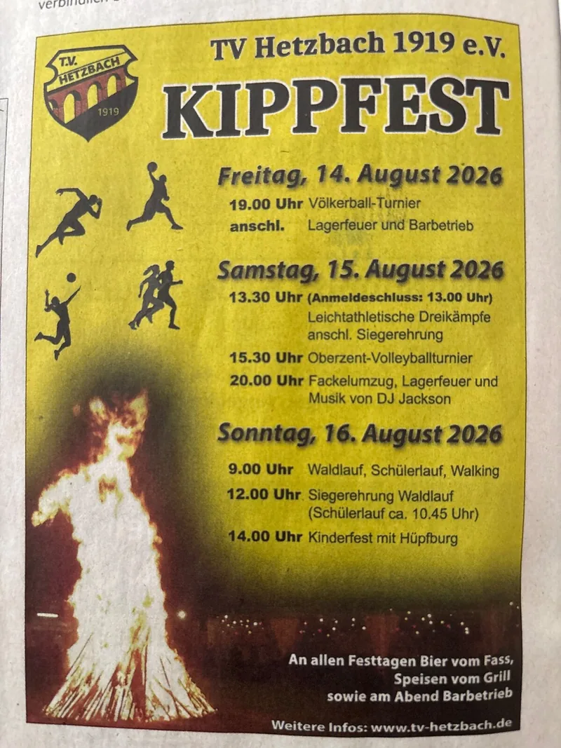 Plakat: Kippfest TV Hetzbach 1919 e.V.
