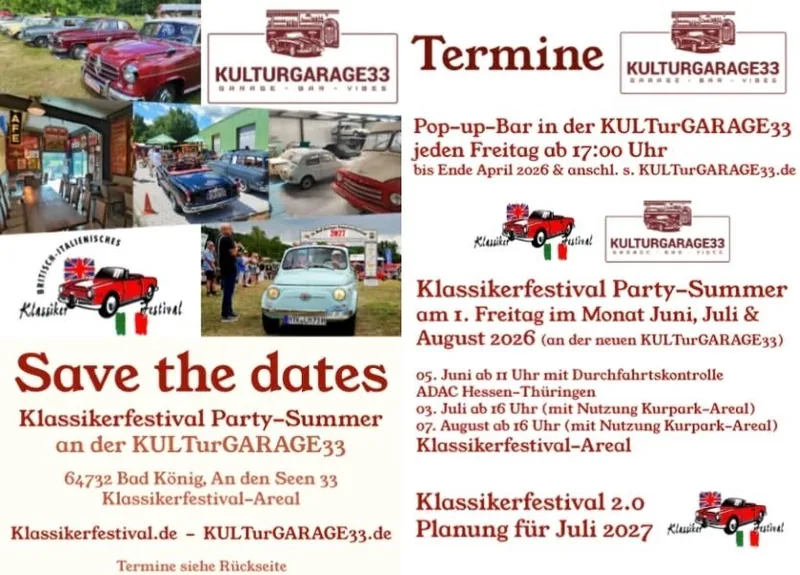 Plakat: Klassikerfestival Party-Summer an der KULTurGARAGE33