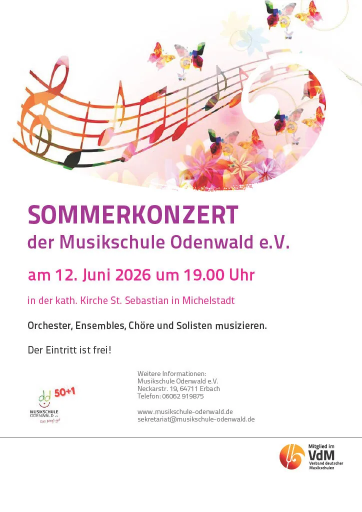 Plakat: Sommerkonzert der Musikschule Odenwald e.V.