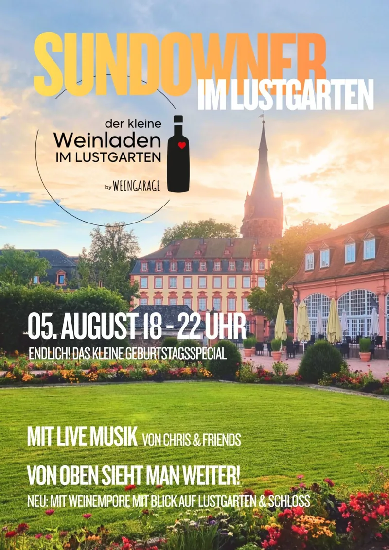 Plakat: Sundowner im Lustgarten - das kleine  Geburtstagsspecial
