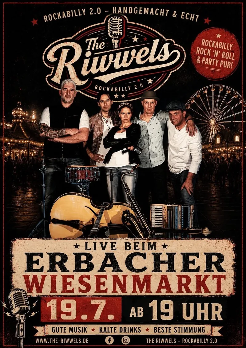 Plakat: The Riwwels – Live beim Erbacher Wiesenmarkt