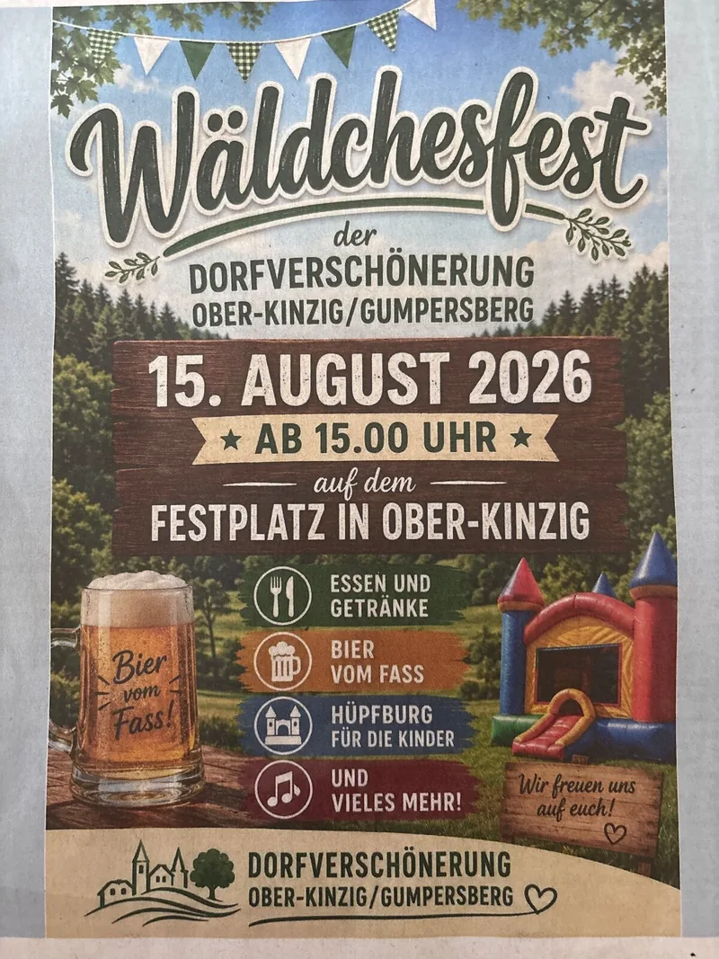 Plakat: Wäldchesfest der Dorfverschönerung Ober-Kinzig/Gumpersberg