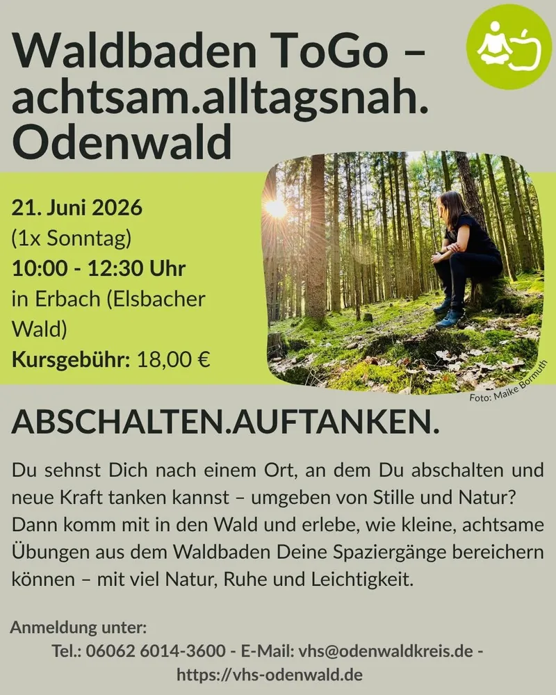 Plakat: Waldbaden ToGo – achtsam.alltagsnah.Odenwald