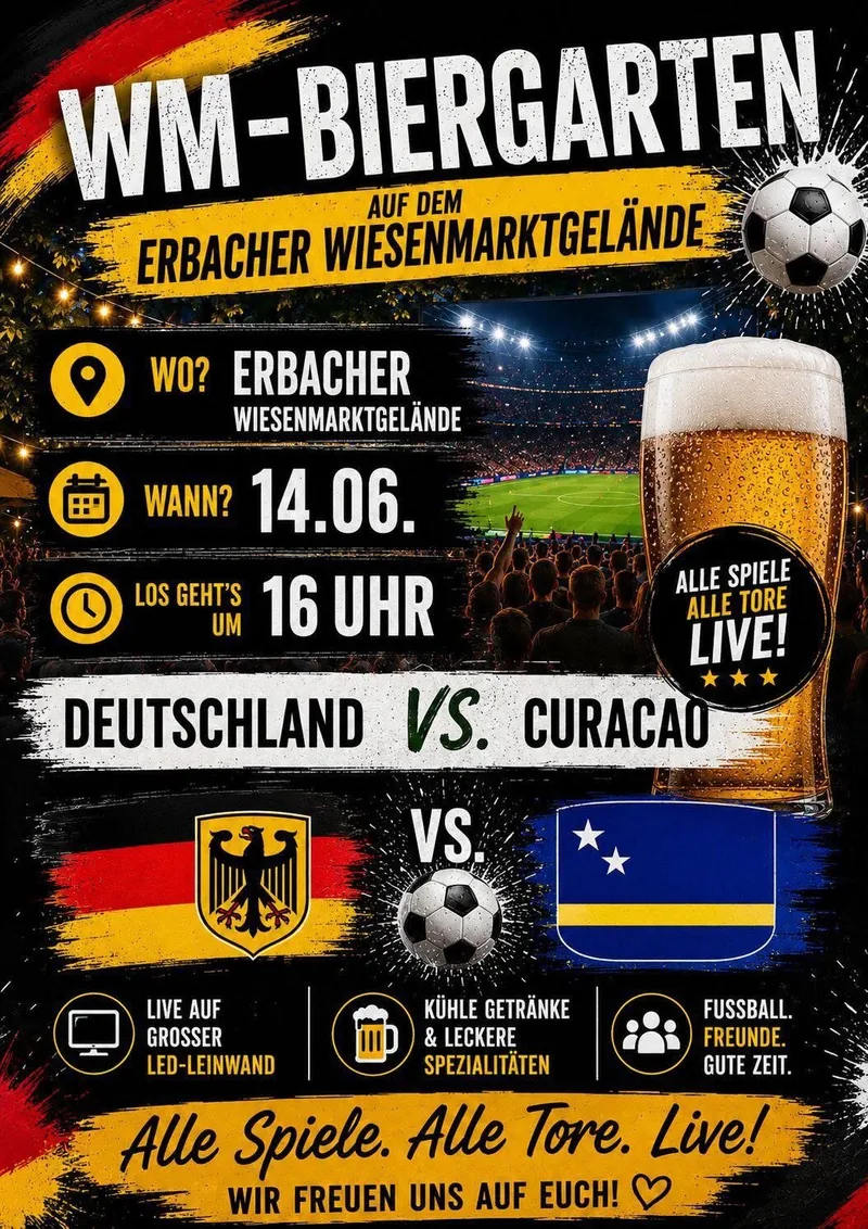Plakat: WM-Biergarten – Deutschland vs. Curaçao