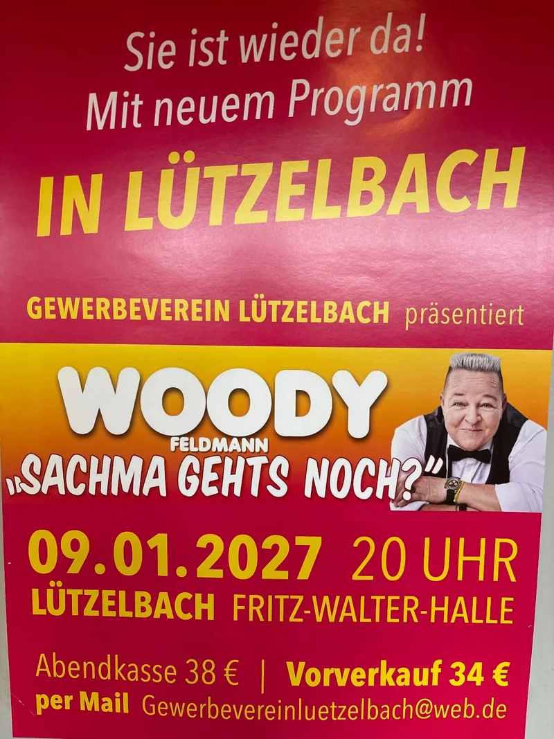 Plakat: Woody Feldmann – „Sachma gehts noch?"