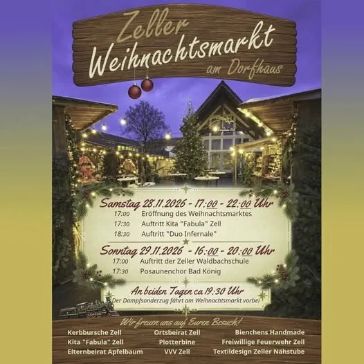 Plakat: Zeller Weihnachtsmarkt am Dorfhaus