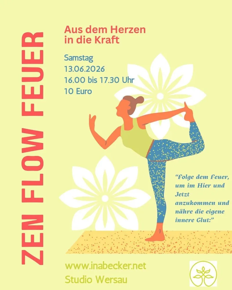 Plakat: Zen Flow Feuer – Aus dem Herzen in die Kraft