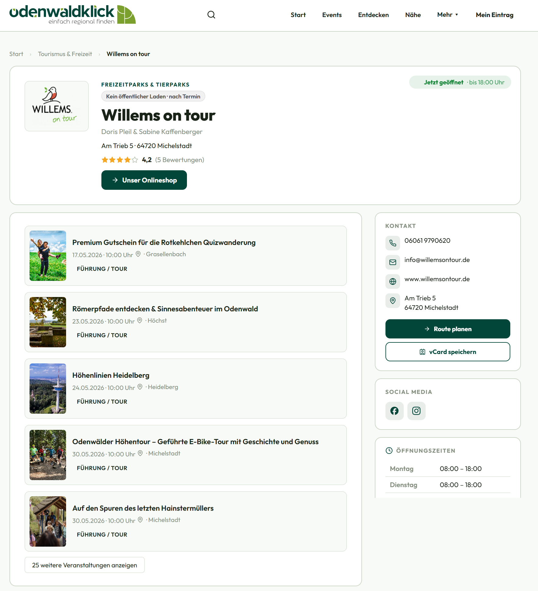Firmenprofil mit Events-Block — Veranstaltungen direkt im Eintrag